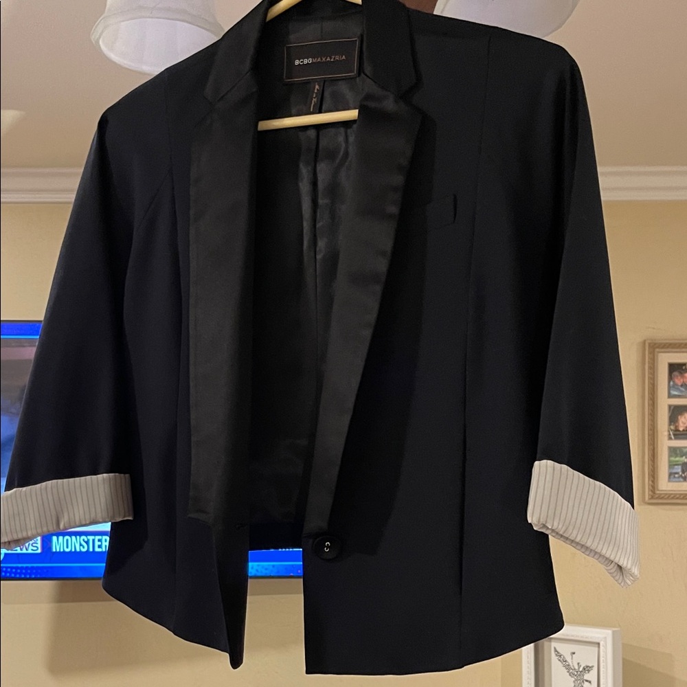 BCBG MaxAzaria Black Jacket with Cream Trim